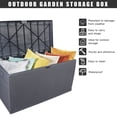 thumbnail image 4 of 120gal 460L Outdoor Garden Plastic Storage Deck Box Chest Tools Cushions Toys Lockable Seat Waterproof, Gray, 4 of 10