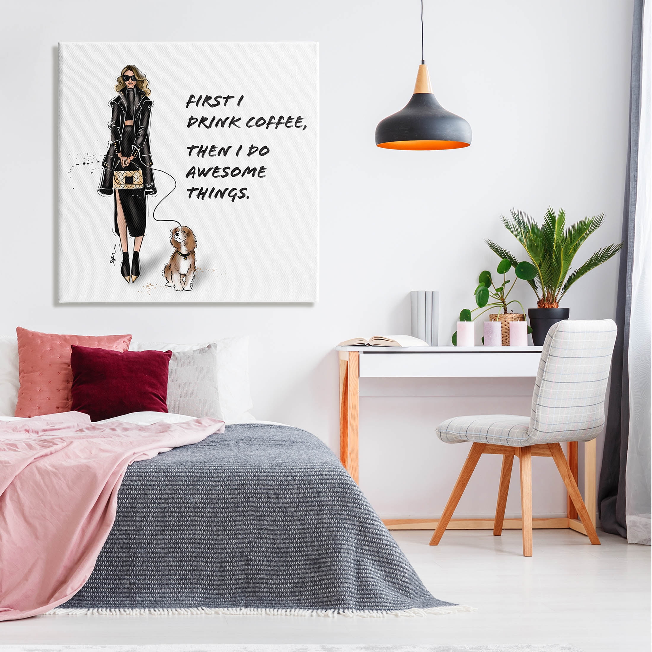 Stupell Industries Coffee & Awesome Things Phrase Graphic Art Gallery Wrapped Canvas Print Wall Art, Design by Alison Petrie