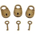 thumbnail image 1 of NETSENG 3 Pcs mini Cadenas en Laiton style antique avec Clé, 1 of 6