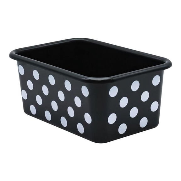 White Polka Dots on Black Small Plastic Storage Bin