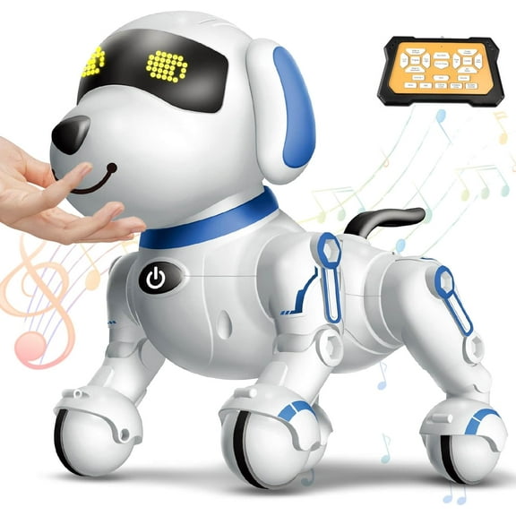 Dammyty Robot Dog for Kids, Smart Programmable Remote Control Robot Dog Toy with Interactive Touch, Singing Dancing Robot Toys with LED Eyes, Volume Control