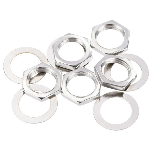 5 Set Guitar Nut and Washers M9 Guitar Input Output Jack Socket Nut Silver for Guitar, Bass