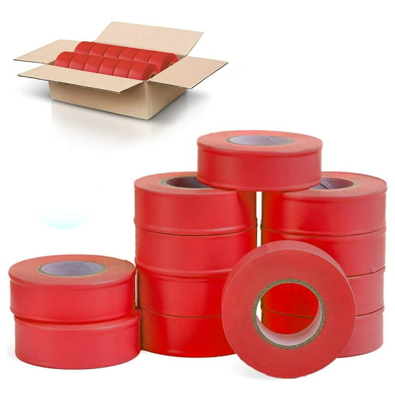 AdirPro 12 Pack Fluorescent Flagging Tape - Multipurpose Neon Marking Tape - Great Visual Labeling & Tagging for Home & Workplace Use (Fluorescent Red, 150 feet)