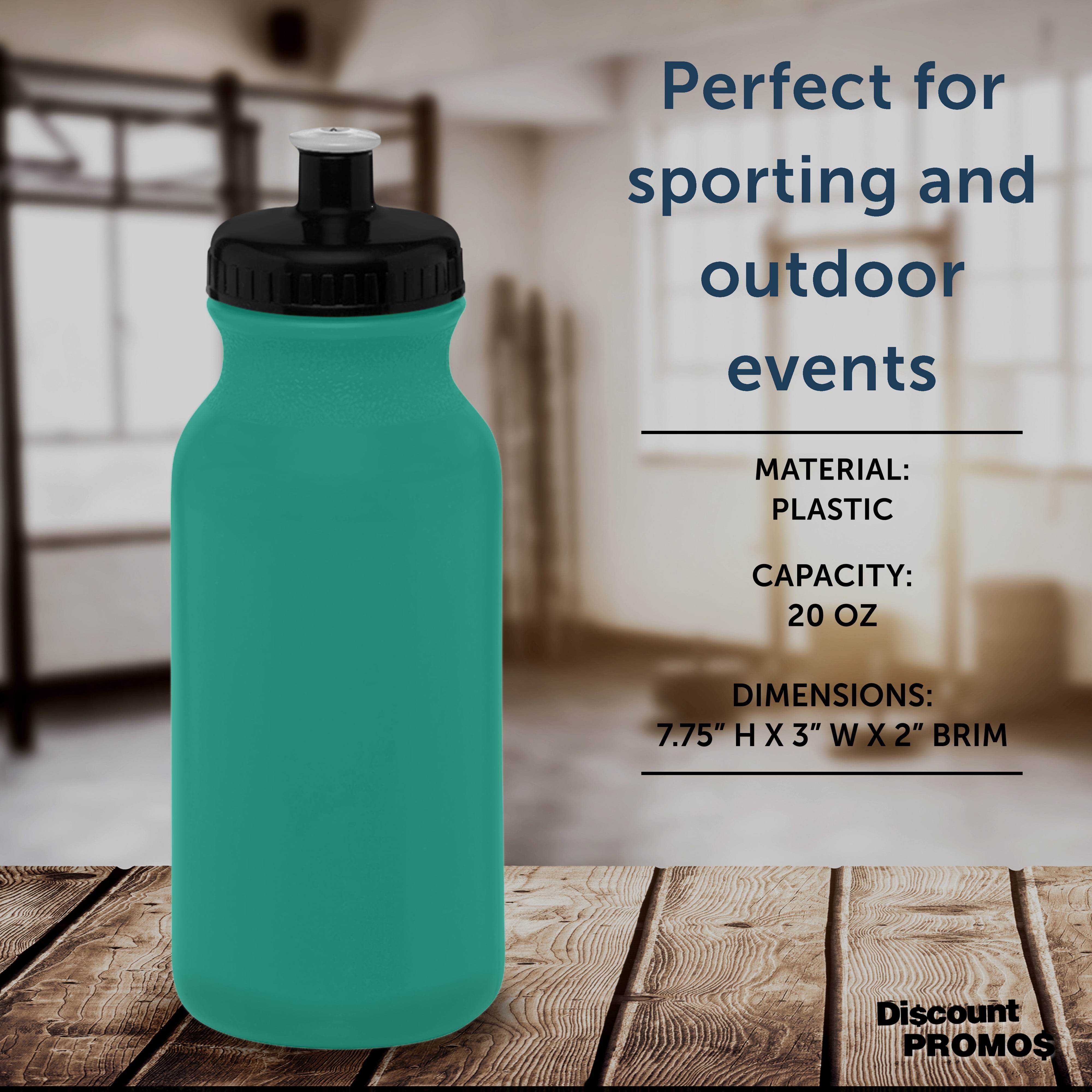 Water Bottle with Push Cap 20 oz. Set of 6, Bulk Pack - Reusable, Leak Proof, Perfect for Gym, Hiking, Camping, Outdoor Sports - Teal