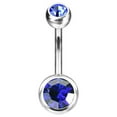 thumbnail image 1 of Belly Button Navel Rings Implant Grade Titanium Double Bezel Set Jeweled, 1 of 10