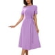 thumbnail image 1 of INSPIRE CHIC Vestido Midi A-Line de Cuello Redondo con Cintura con Lazo y Mangas Cortas S Lavanda, 1 of 6
