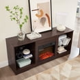 thumbnail image 3 of Smuxee Electric Fireplace TV Stand for 55 inch TV,Entertainment Center with Fireplace and LED,Brown, 3 of 8