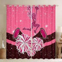 Castle Fairy Girly Dreamy Dance Black Out Curtains for Kids Teens,Bling Glitter Curtains Pack of 2 (42x63 Each),Cheer Theme Bedroom Curtains,Breathable Home Decor