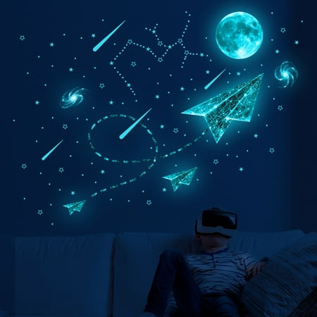 

Glow in The Dark Stars Glowing Stars and Moon Wall Decals Ceiling Stars Glow in The Dark Kids Wall Decors Perfect for Kids Nursery Bedroom Living Room