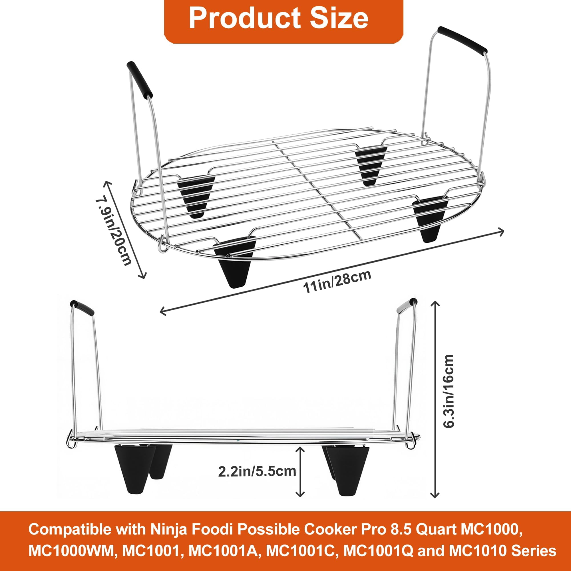 Roast and Steamer Rack Compatible with Ninja Foodi Possible Cooker Pro 8.5 Quart MC1000, MC1001