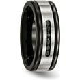 thumbnail image 6 of Chisel Stainless Steel Brushed and Polished Black IP-plated and Black CZ 8.2mm Grooved Band - Ring Size 10.5, 6 of 8