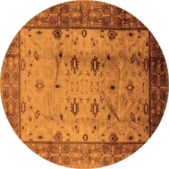 Ahgly Company Indoor Round Oriental Orange Industrial Area Rugs, 3' Round
