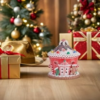 OUNONA Multi-Color LED Lighted Christmas Gingerbread Castle Tabletop Holiday Decorative Figurine