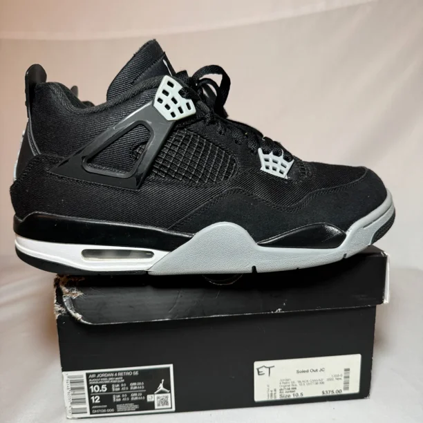 Ni - ke Size 10.5 - Ni - ke Air Jordan 4 Retro SE Black Canvas Men's Shoes - DH7138 006