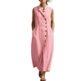 thumbnail image 2 of Shihyeh Linen Dresses for Women 2026 Casual Maxi Dress Lightweight Sleeveless Button Down Dresses V Neck Summer Beach Dresses, 2 of 6