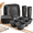 Black, variant on Clear 32-Piece Plastic Wheat Straw Square Dinnerware Set for 8