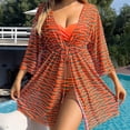 thumbnail image 4 of Daisyyozoid Discount Womens Split Swimwear Mesh Blue Solid Color Patchwork Top Bow Set, 4 of 5