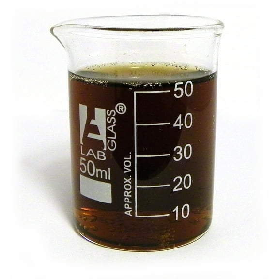 Eisco Labs Beaker - 50mL, Borosilicate Glass, 10mL graduation Low form - Pack of 12