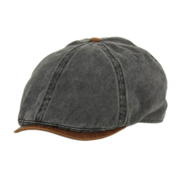 Men's Leather Brim Cotton Duckbill Ivy Newsboy Cap Gatsby Hat Cabbie Cap