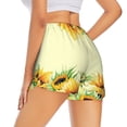 thumbnail image 3 of Vsdgher Sunflowers On A Yellow Background Print Women's Running Double Layer Shorts High Waisted with Pockets Elastic Yoga Workout Athletic Gym Sports, 3 of 8