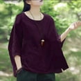 thumbnail image 2 of Mode Femmes T-Shirt Décontracté Manches Courtes Col Rond Grande Taille, 2 of 9