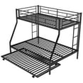 thumbnail image 7 of Bunk Bed with Two-Side Ladders, Twin over Full Bed with Sturdy Steel Frame, Metal Bunk Bed with Twin Size Trundle for Apartment Bedroom Dormitory, No Box Spring Needed, Black, 7 of 7