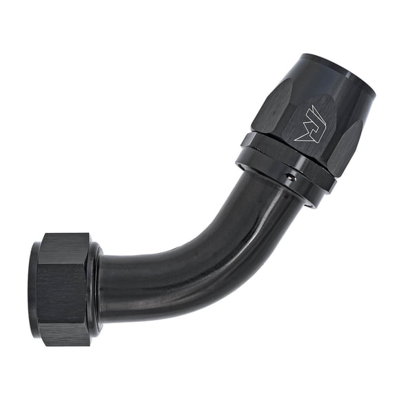 JEGS AN 60-Degree Max Flow Swivel Hose End [-20 AN Female to -20 AN Hose, Black]