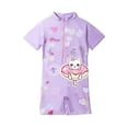 thumbnail image 4 of ITSAME Girls One-Piece Swimsuit, with Zipper Cartoon Print Quick-Dry Casual Beach Surfing Bathing Suit Purple 2-3T, 4 of 5