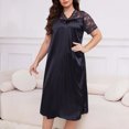 thumbnail image 3 of HomeGardon,Nightgowns for Women Women's Sleepwear,Spring Summer Short Sleeve V-Neck Solid Color Lace Homewear Sleepshirt for Women,XL-XXXXXL, 3 of 6