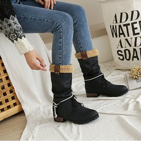 

YOTAMI Men s Boot Thick Heel Comfortable Non-slip Wear-resistant and Warm Strap Middle Tube Party 黑色 7