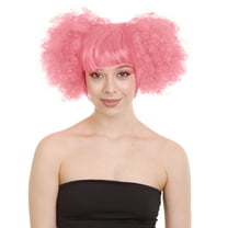 HPO Adult Women's Clown Puff Wig, Light Pink Color Cosplay Halloween Head Wig, Premium Breathable Capless Cap, Made of Synthetic Fiber