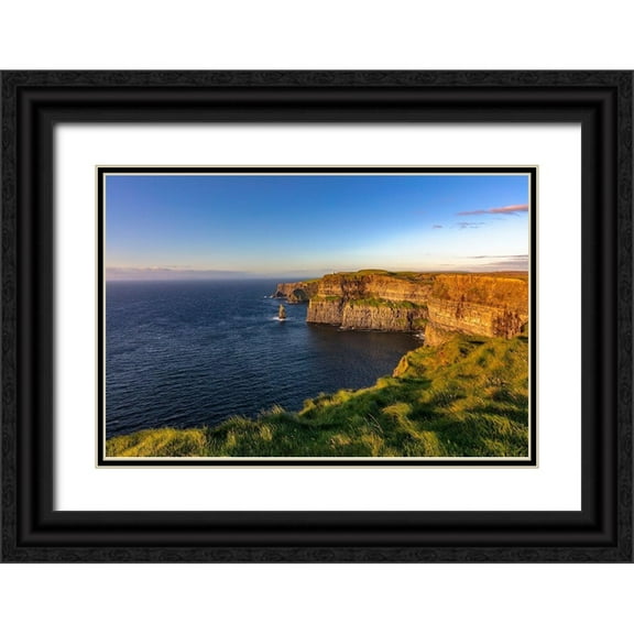 Haney, Chuck 24x17 Black Ornate Wood Framed with Double Matting Museum Art Print Titled - Cliffs of Moher in County Clare-Ireland