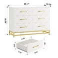 thumbnail image 2 of Homhougo Dresser for Bedroom 6 Drawer White with Wide Drawers and Metal Handles, Wooden Dressers and Chests of Drawers, Dresser Organizer for Living Room Hallway Entrywa, 2 of 7