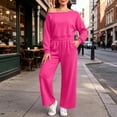 thumbnail image 5 of Women 2 Piece Off Shoulder Sweatshirt Sets, Long Sleeve Loose Top,Drawstring High Waist Wide Leg Pant with Pockets,Solid Color Casual Loungewear Tracksuit for Spring Fall, 5 of 6