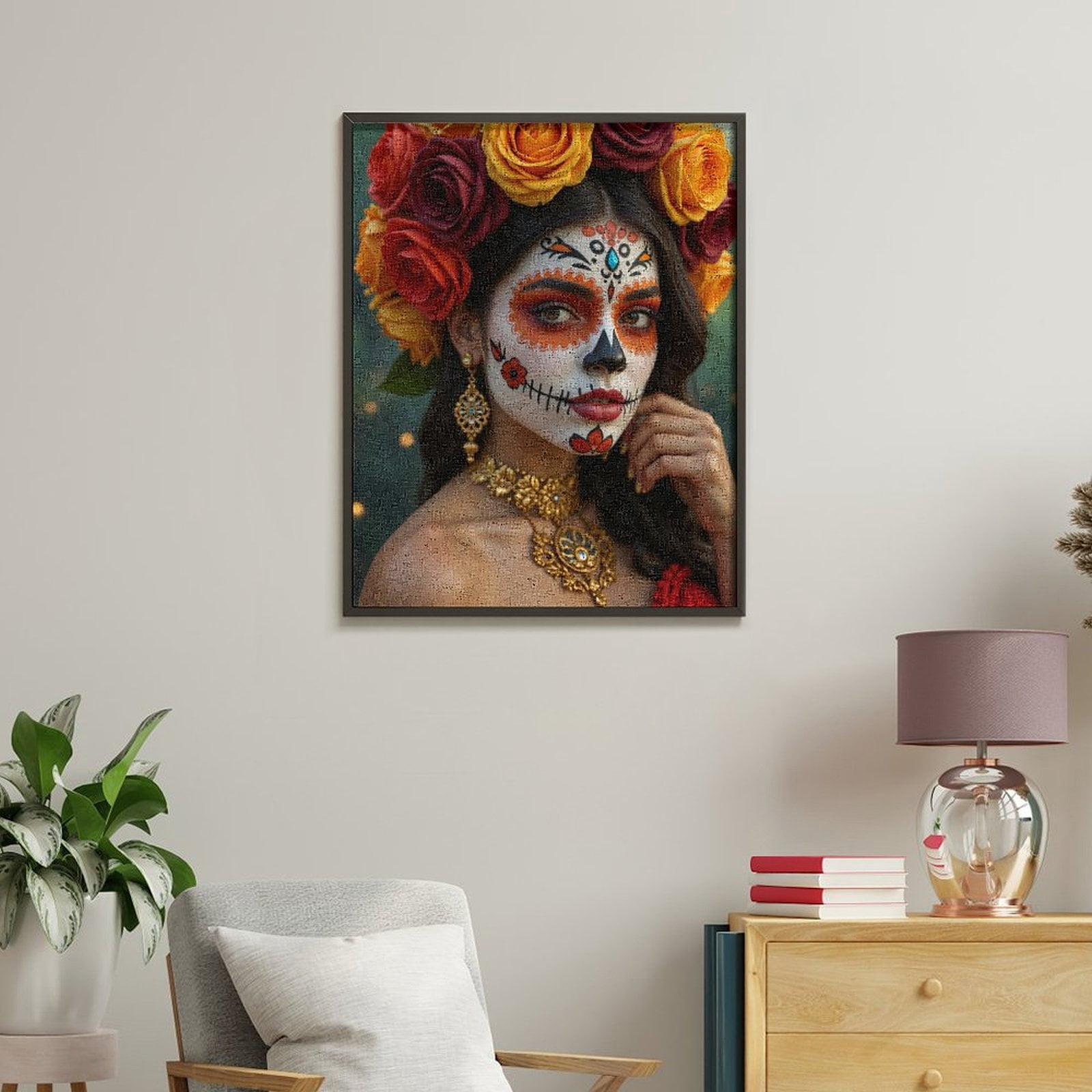 Paint By Numbers Kit for Adults Beginner - Colorful Face Art Floral Roses DIY Canvas Painting Kits for Adults, Frameless Paint By Number for Adults for Home Wall Decor 16x20 Inch