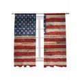 thumbnail image 2 of Sheer Curtains 63 Inches Long, Retro American Flag Light Filtering Window Curtains for Living Room, Vintage USA Flag Red Blue Wooden Rod Pocket Voile Sheer Curtain Drapes, 52"W x 63"L, 2 Panels, 2 of 8