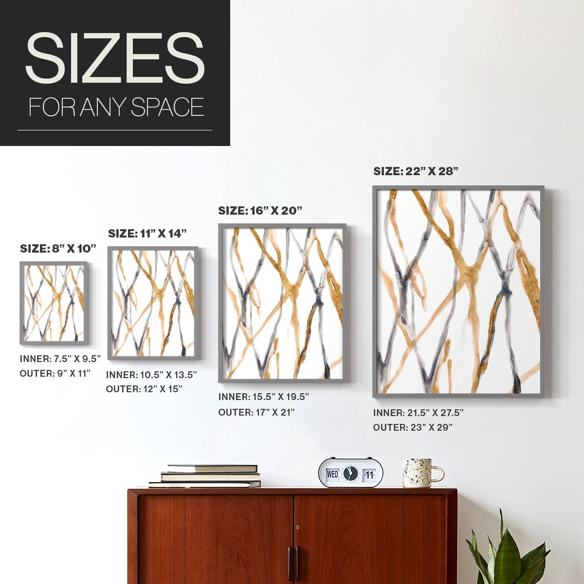 Runnel IX in Gray Solid Wood 11 x 14 Framed Print