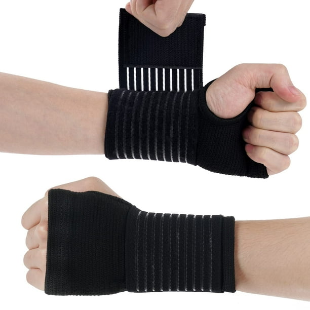 Muñequera, paquete de 2 muñequeras elásticas con correa, envoltura de compresión para muñeca, correa de muñeca ajustable que alivia el dolor de muñeca