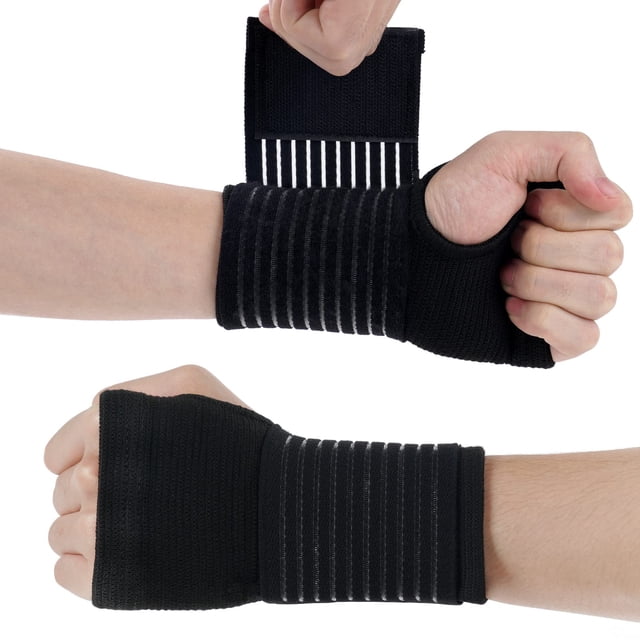 Muñequera, paquete de 2 muñequeras elásticas con correa, envoltura de compresión para muñeca, correa de muñeca ajustable que alivia el dolor de muñeca