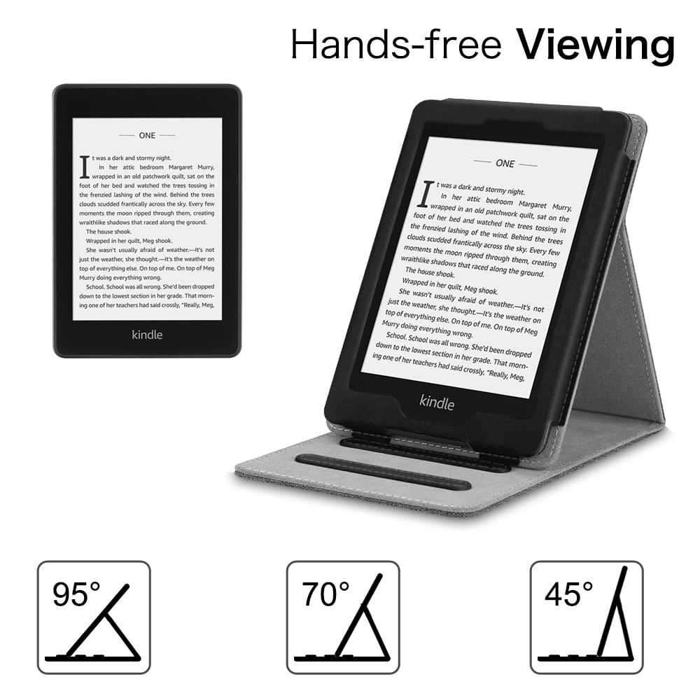 Fits All-New 10th Generation 2018 / All Paperwhite Generations Fintie Flip Case for Kindle Paperwhite Black - Slim Fit Vertical Multi-Viewing Stand Cover with Auto Sleep/Wake 