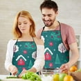 thumbnail image 4 of Dark Green Christmas Tree and House Pattern Apron-Garden Aprons for Women with Pockets-Cotton Linen Waterproof Kitchen Cooking Gardening Aprons Adjustable for Kitchen,Cooking,BBQ and Salon 33"x27", 4 of 7