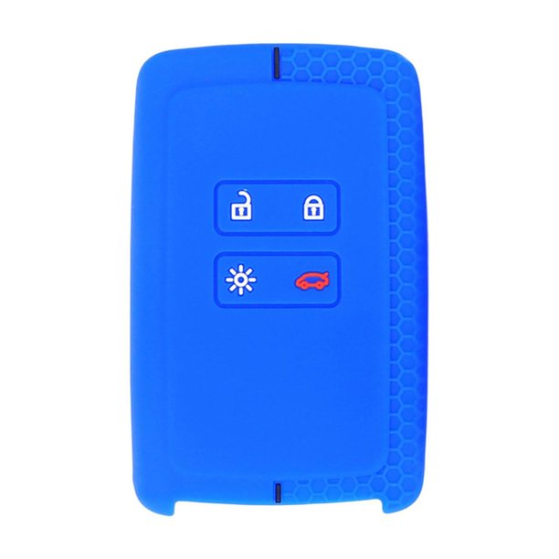 Funda para llave de coche, funda de silicona para llavero, protector único de 4 botones, regalo para coche Línea negra azul