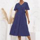 thumbnail image 2 of Vestido de verano fluido con estampado floral con cordones y manga corta con cuello en V para mujer Fridja  nalpqowj4547, 2 of 9