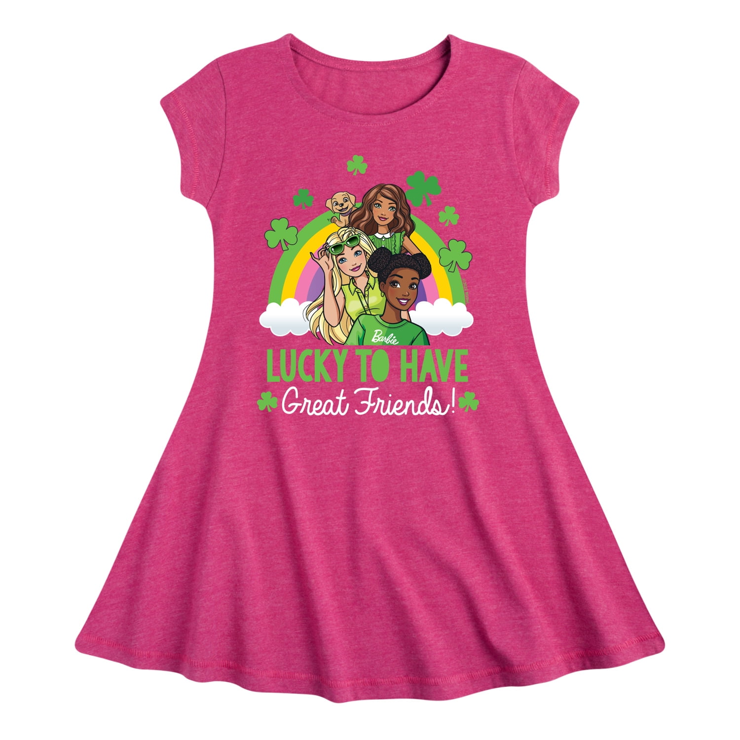 Barbie - St. Patrick's Day Lucky To Have Great Friends - Toddler And Youth Girls Fit And Flare