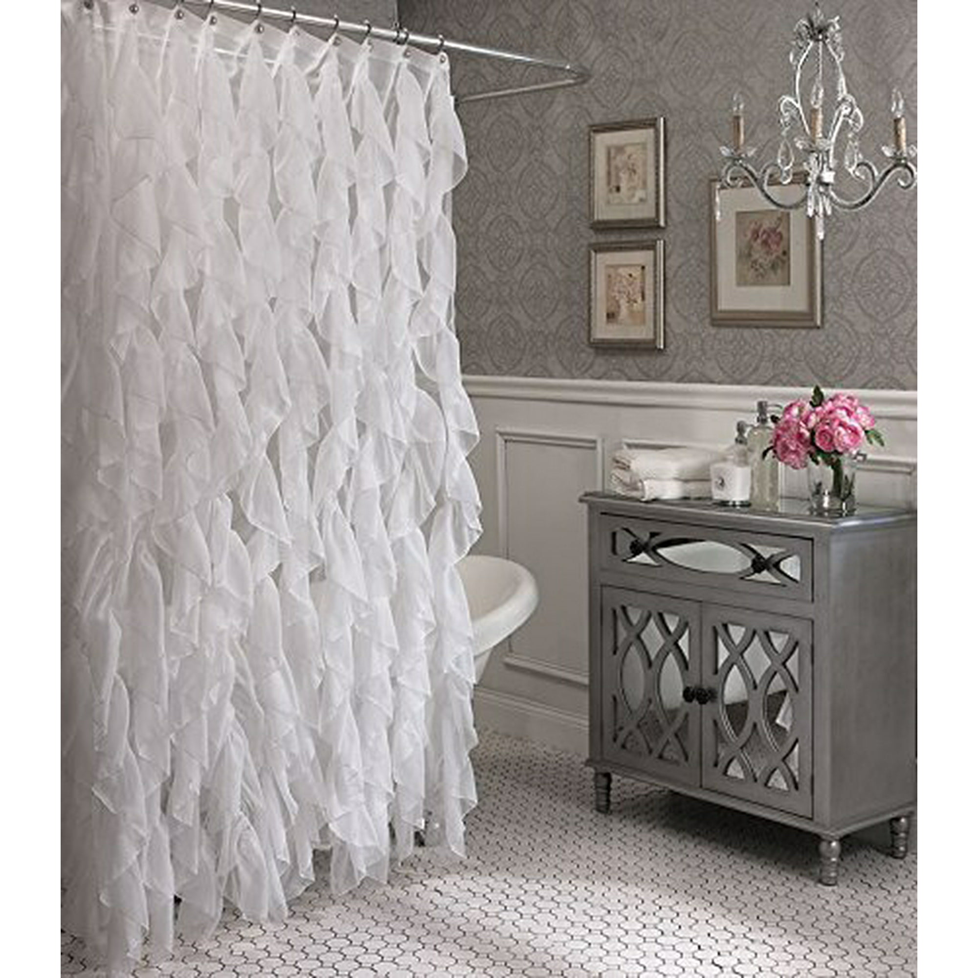 Cascade Shabby Chic Ruffled Sheer Shower Curtain White Cascade Shabby Chic Ruffled Sheer Shower Curtain White Canada