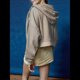 thumbnail image 4 of Sudadera Corta con Capucha y Cremallera para Mujer, Estilo Años 90, Larga, Cordón Ajustable y Bolsillos. Marrón L, 4 of 9