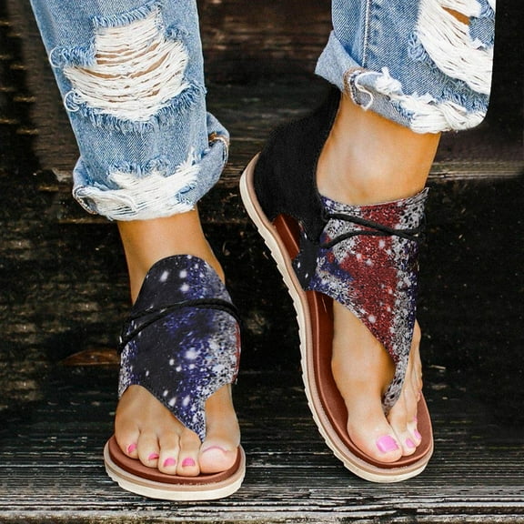 Aayomet Women's Heeled Sandals Women Summer Independence Day Zipper Casual Open Toe Flat Soft Bottom Breathable Shoes Sandals,Black 6.5