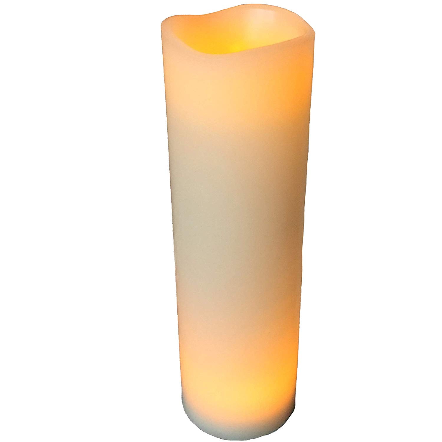 WHW Creamy White LED Pillar Candle, Real Wax, 12 inches, Battery