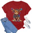 thumbnail image 3 of Womens Crewneck Tops Carnival Highland Cattle Printed Casual Loose T Shirts Short SLeeve Spring Summer Fashion Basic Blouses, 3 of 4