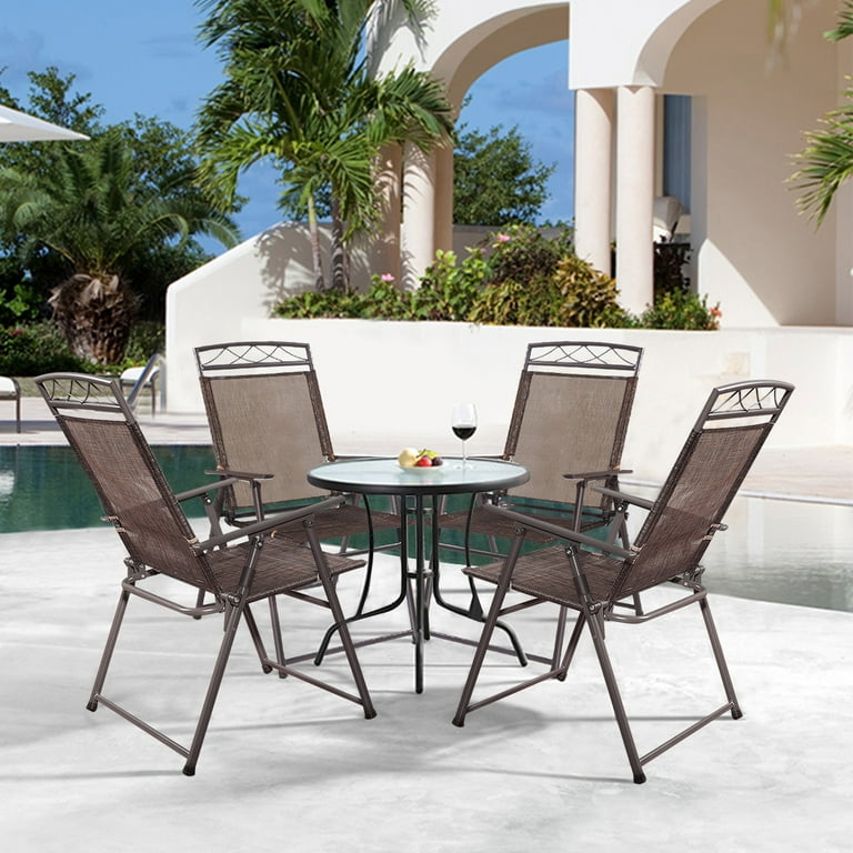 Giantex set of 4 patio folding sling chairs steel camping deck garden pool backyard chairs deals